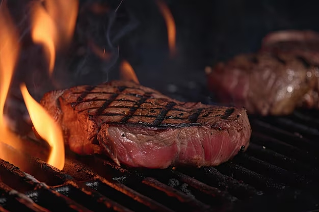 Steak de Carne Rib eye en el asador